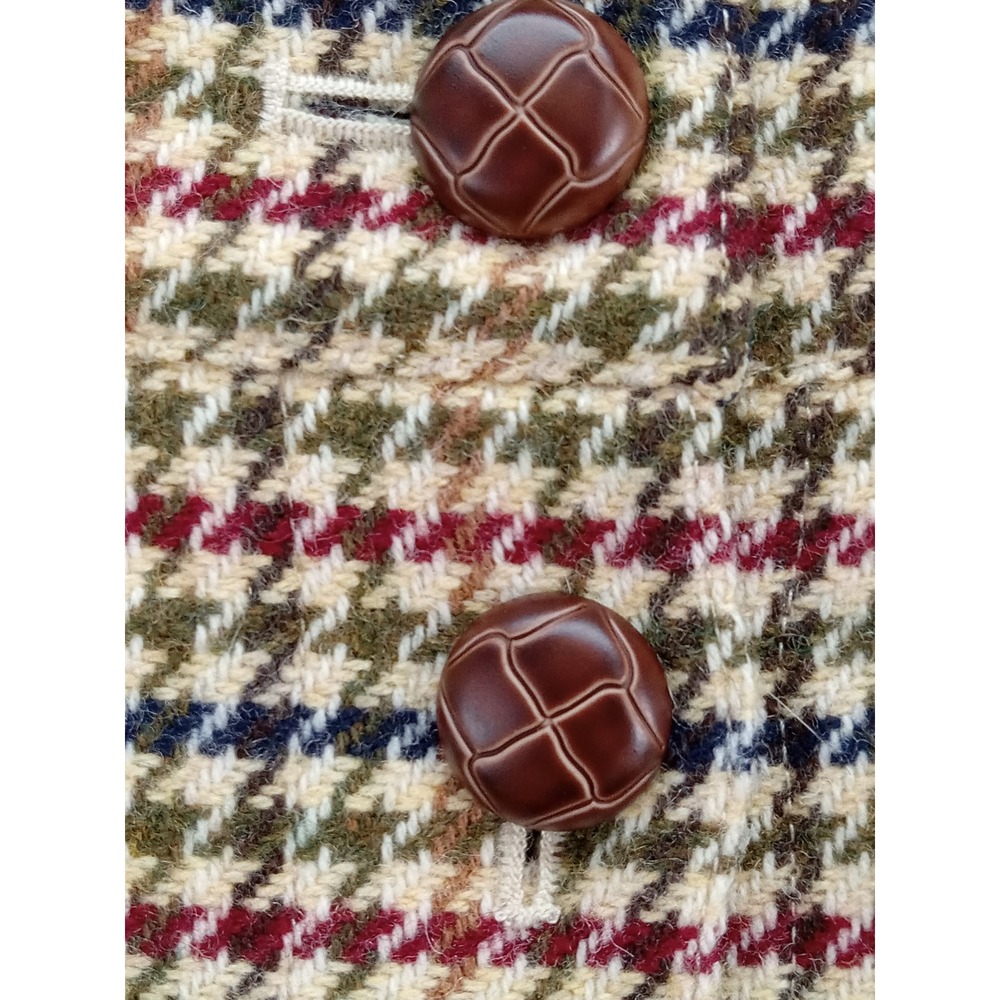Talbots Wool Blend Houndstooth Button Front Skirt Size 8 tan Academia Preppy - Picture 5 of 11